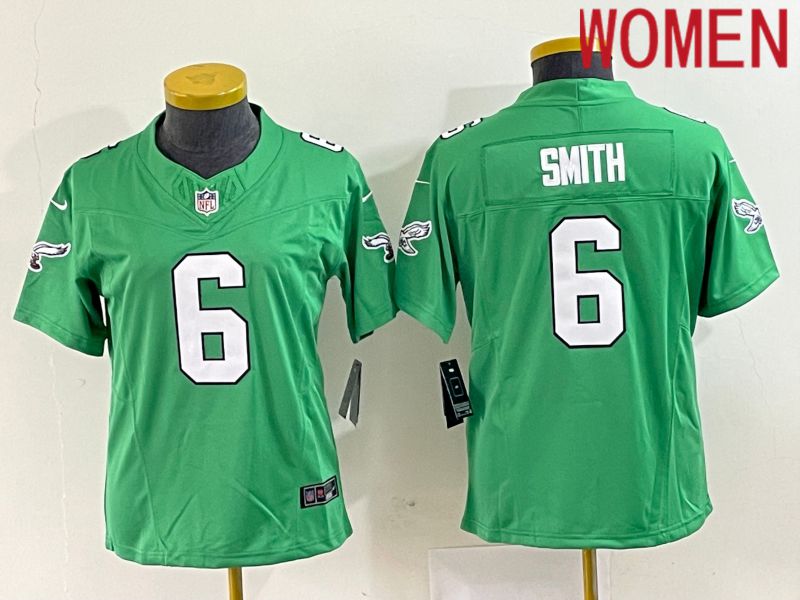 Women Philadelphia Eagles #6 Smith Green Nike Throwback Vapor Limited NFL Jersey